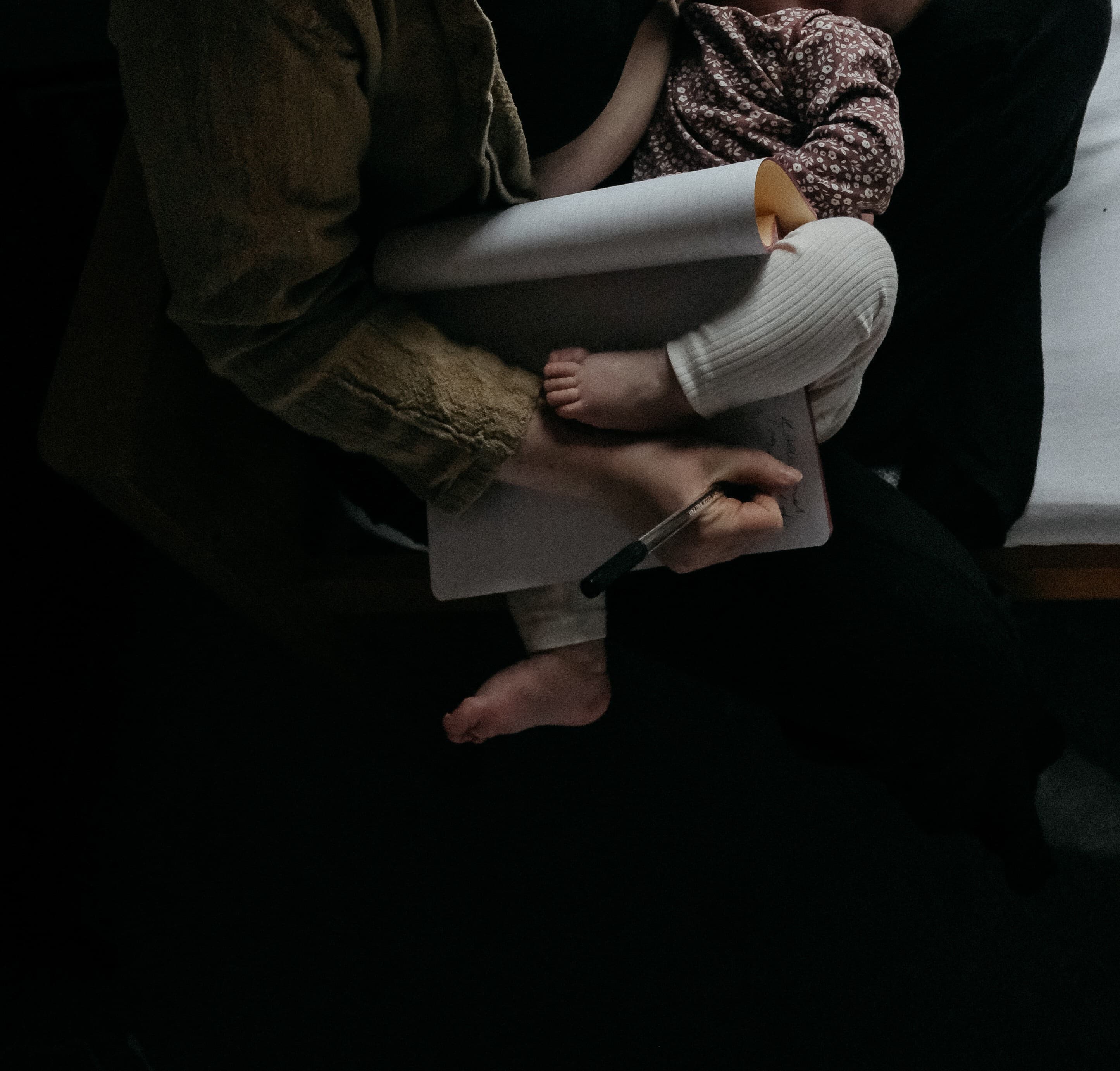 Mother & baby writing circles in beautiful places