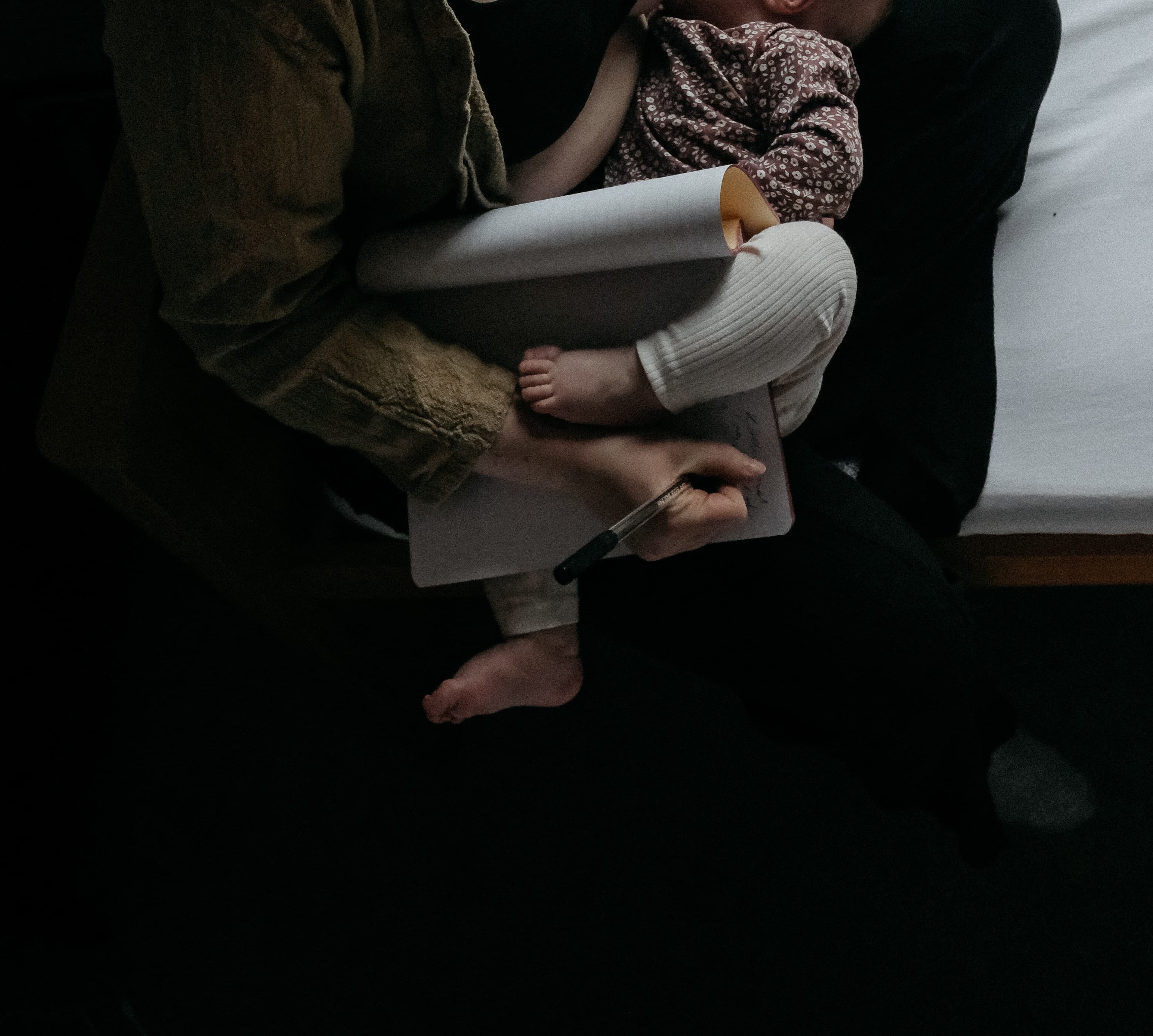 Mother & baby writing circles in beautiful places